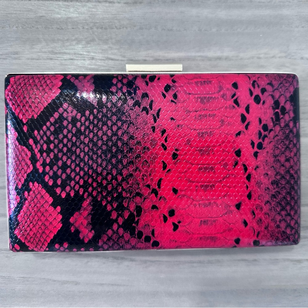 Snake Print Clutch in Red. 2 additional straps